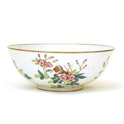 Old Chinese Famille Rose Flower Butterfly Bowl #1417059