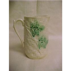 Majolica Pitcher - Flower and Basketweave  #1425939