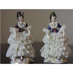 Meissen Lace Dresden Lace Figurine Pair #1439466