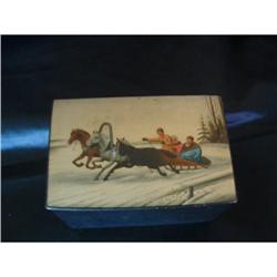 Antique Russian Paper Mache Lacquer Box #1459617