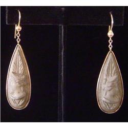 Pair of 9K Gold and Lava Stone Earrings #1459800