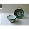 Image 1 : c. 1860  CHINA EXPORT ENAMELWARE GREEN CUP & S #1476312