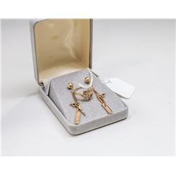 14 KT GOLD HAIR DRESSERS RING AND EARRING SET