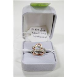 10 KT TWO TONE HEART RING WITH DIAMONDS
