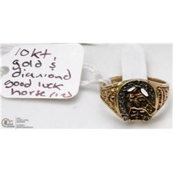 10 KT GOLD AND DIAMONDS GOOD LUCK HORSE RING