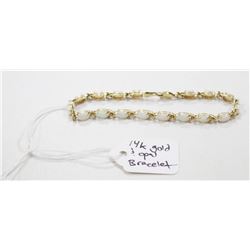 14 KT GOLD AND OPAL BRACELET 7"