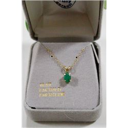 10 KT GOLD NECKLACE WITH EMERALD 18"