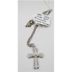 14 KT WHITE GOLD ORNATE CROSS WITH CHAIN 585