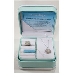 10 KT WHITE GOLD RING SIZE 7 AND NECKLACE 18"