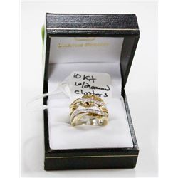 10 KT WHITE GOLD RING W DIAMOND CLUSTER