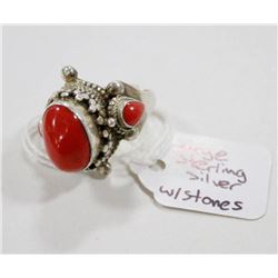 LARGE 925 SILVER RING WITH 3 STONES