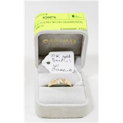 10 KT GOLD BAND WITH DIAMONDS MENS / LARGE