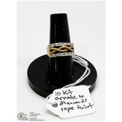 10 KT GOLD ROPE TWIST RING WITH DIAMONDS