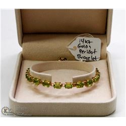 14 KT GOLD AND PERIDOT BRACELET 7.5"