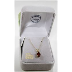 10 KT GOLD NECKLACE WITH GARNET 18"