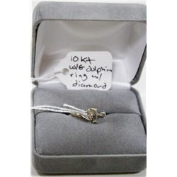 10 KT WHITE GOLD DOLPHIN RING WITH DIAMOND