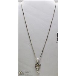 925 STERLING SILVER HEART W LOCK AND KEY NECKLACE