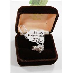 8 KT WHITE GOLD HEART RING WITH 3 DIAMONDS