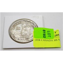 1958 CANADA SILVER DOLLAR COIN
