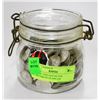 Image 1 : 62 OZ OF VINTAGE SILVER QUARTERS IN GLASS JAR