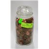 Image 1 : 8 POUNDS OF VINTAGE PENNIES IN GLASS JAR