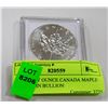 Image 1 : ONE TROY OUNCE CANADA MAPLE LEAF COIN BULLION