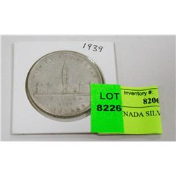 1939 CANADA SILVER DOLLAR COIN