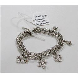 STERLING SILVER CHARM BRACELET WITH CHARMS 7”