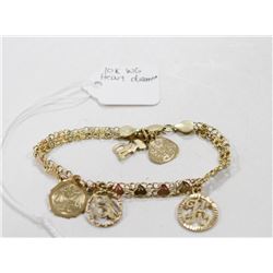 14 KT GOLD MESH BRACELET WITH CHARMS 7”