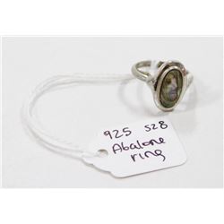925 SILVER AND ABALONE SHELL RING SIZE 8