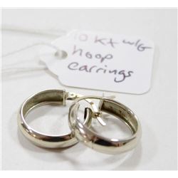 10 KT WHITE GOLD HOOP EARRINGS
