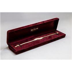 14 KT TRI GOLD FLAT WEAVE BRACELET 7"