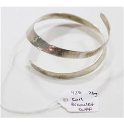 925 SILVER COILED BRACELET CUFF 26G