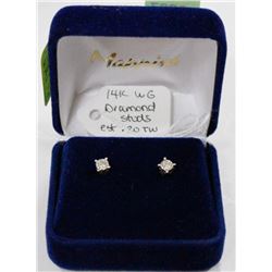 .20 TCW DIAMOND EARRINGS ON 14 KT WG STUDS