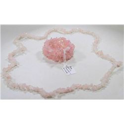 ROSE QUARTZ BRACELET AND NECKLACE SET