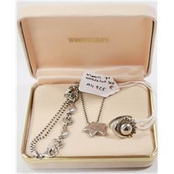 STERLING SILVER SUN MOON STARS NECKLACE 16.5" RING