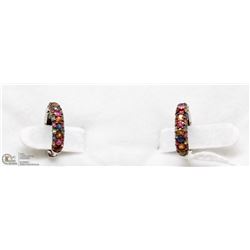 EFFY 925 SILVER MULTI SAPPHIRE HOOP EARRINGS 1.98