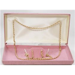 10 KT GOLD ROPE CHAIN EARRINGS AND BRACELET SET