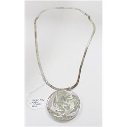 925 SILVER DRAGON PENDANT ON JADE STONE 70G