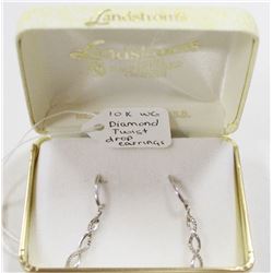 10 KT WHITE GOLD WITH DIAMOND DROP EARRINGS