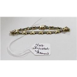 14 KT GOLD BRACELET WITH DIAMONDS 8"