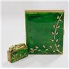 Image 1 : VINTAGE GOLD TONE AND GREEN CIGARETTE CASE WITH
