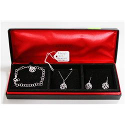MACYS 925 SILVER NECKLACE, EARRINGS BRACELET SET