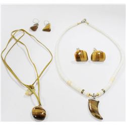 BOX OF ASSORTED TIGER EYE JEWELRY EARRINGS