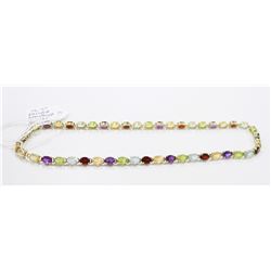 14 KT GOLD NECKLACE 15"  MULTI SEMI PRECIOUS