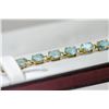 Image 2 : 14 KT GOLD BRACELET WITH AQUA MARINES 7.5”