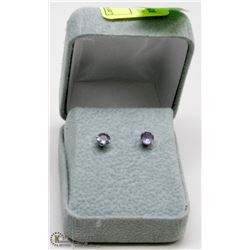 10 KT WHITE GOLD AND AMETHYST RING W EARRINGS