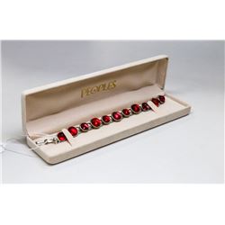 1970S RED CABOCHON STONE BRACELET 7”