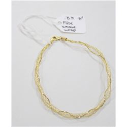 18 KT GOLD FINE WEAVE WRAP BRACELET 8"