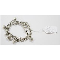 925 SILVER BRACELET SET 7", BALL LINK WITH CHARM